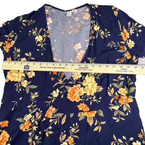 Old Navy Midi Wrap Dress Womens Large Tie Waist Floral Bloomcore Fall Transition - Picture 4 of 4